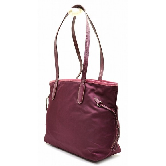 Prada Bag Bordeaux Tote Nylon Leather Shoulder Red - Picture 1 of 9